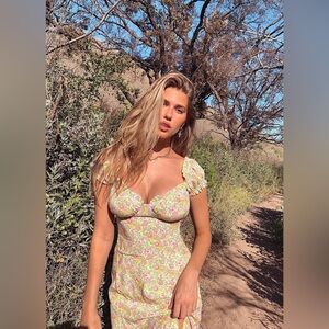 With Jean Bella Mini Dress in Pansies Floral Size XS Spring Sweetheart